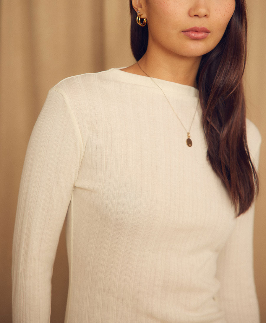 Rib Top / Oberteil - Ecru