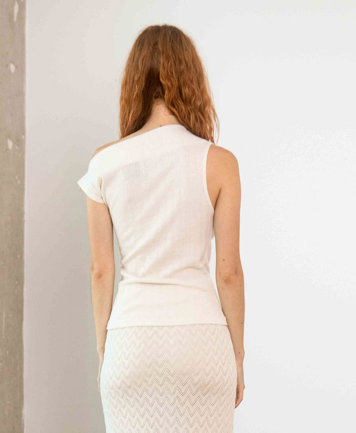 Drape Top aus Bio-Baumwolle - Ecru