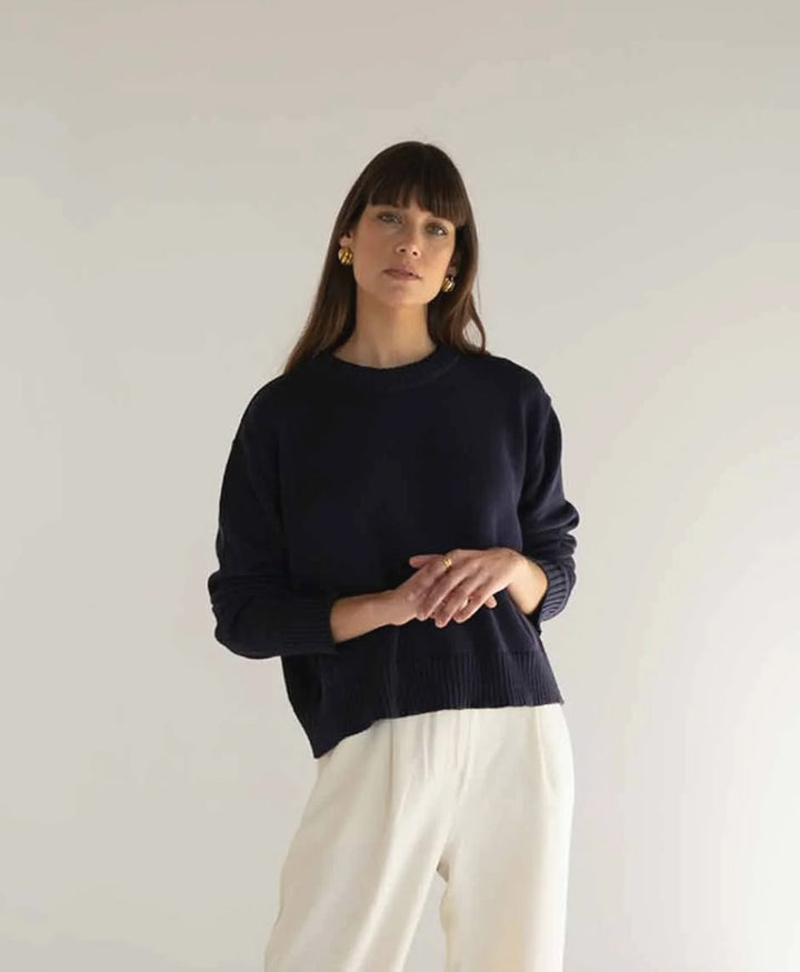 Strickpullover Claudia aus Baumwolle - Navy