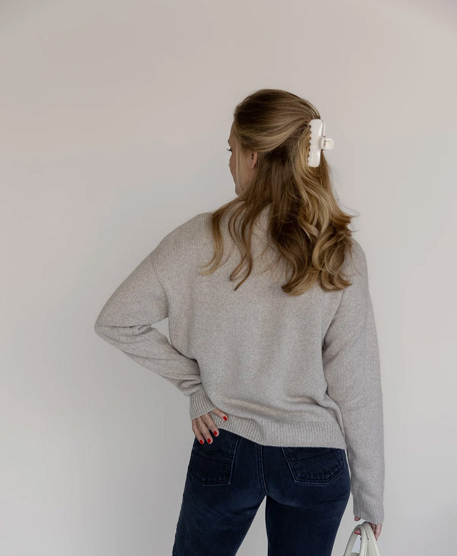 Strickpullover - Crewneck Sweater - Kaschmir/Seide - Greige