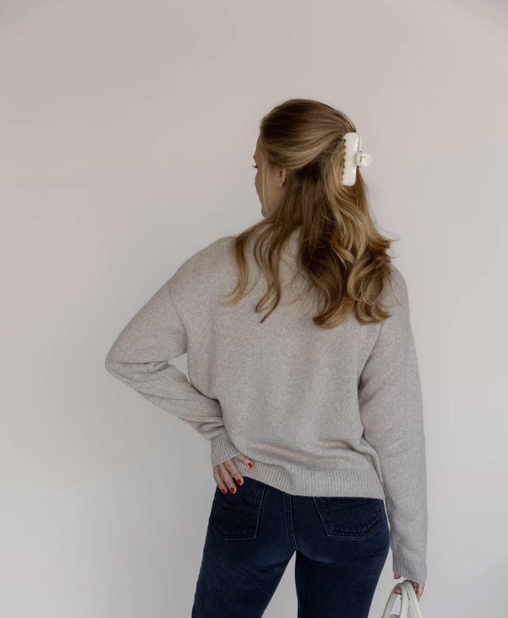 Strickpullover - Crewneck Sweater - Kaschmir/Seide - Greige