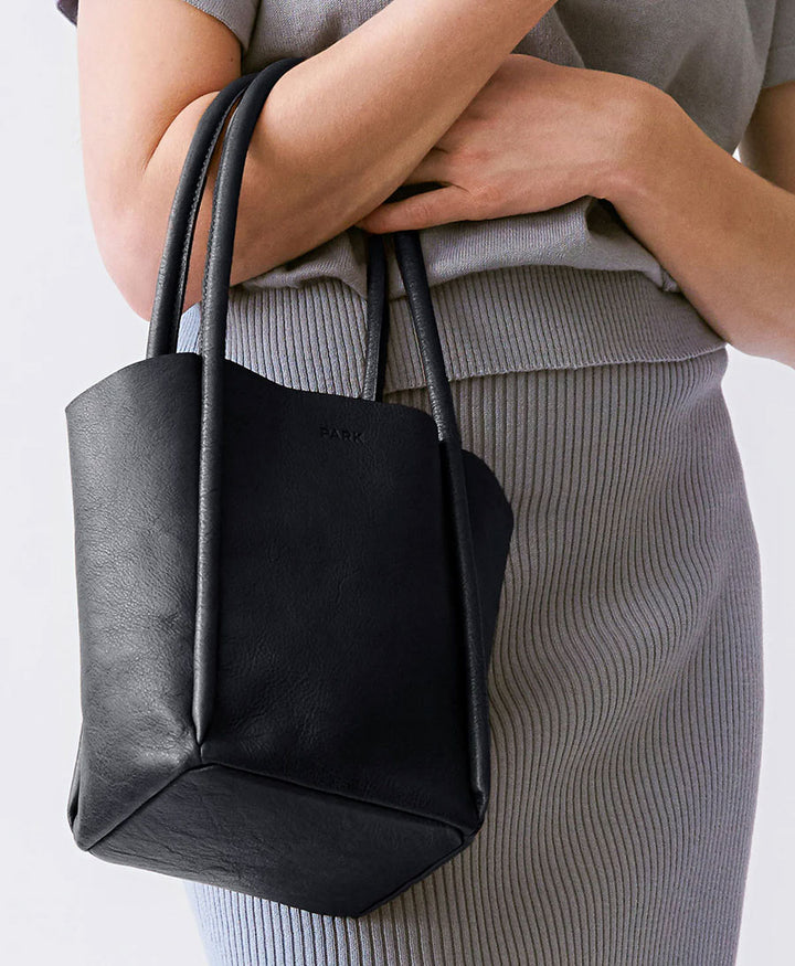 Kleine Tasche Cord Tote aus Leder - Schwarz