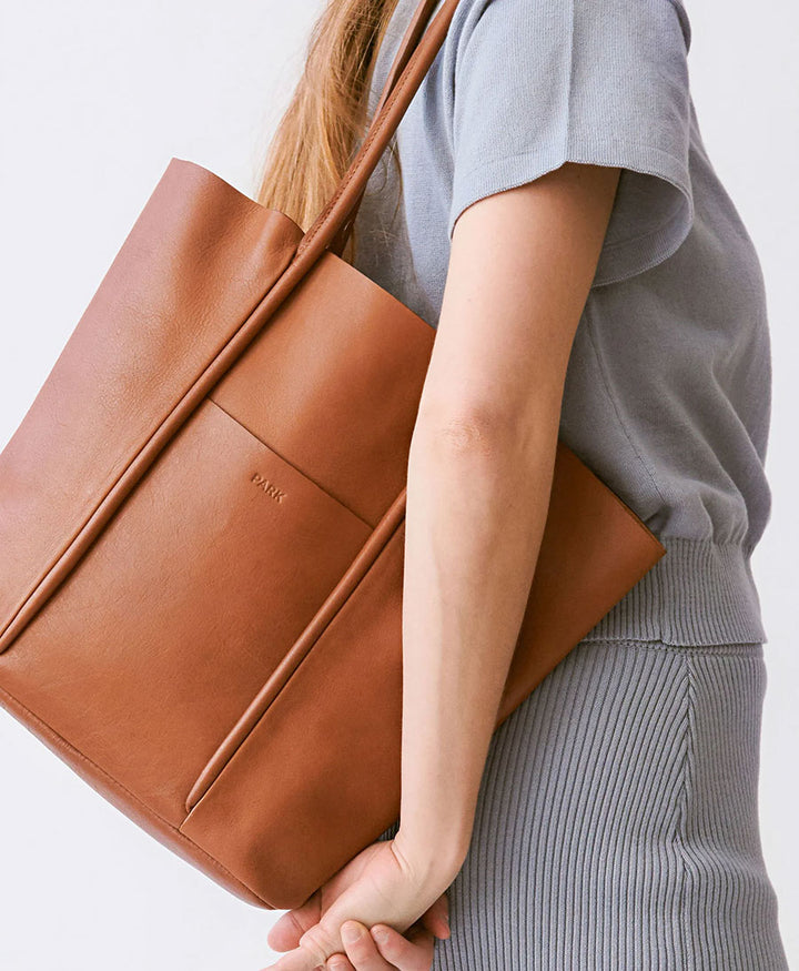 Tasche Cord Tote aus Leder - Braun
