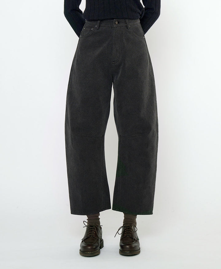 Stoffhose aus Baumwolle - Curve Legged Work Trouser - Schwarz (washed)