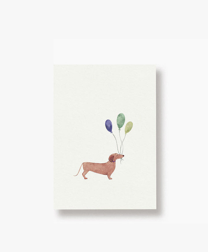 Postkarte "Dackel mit Luftballons"