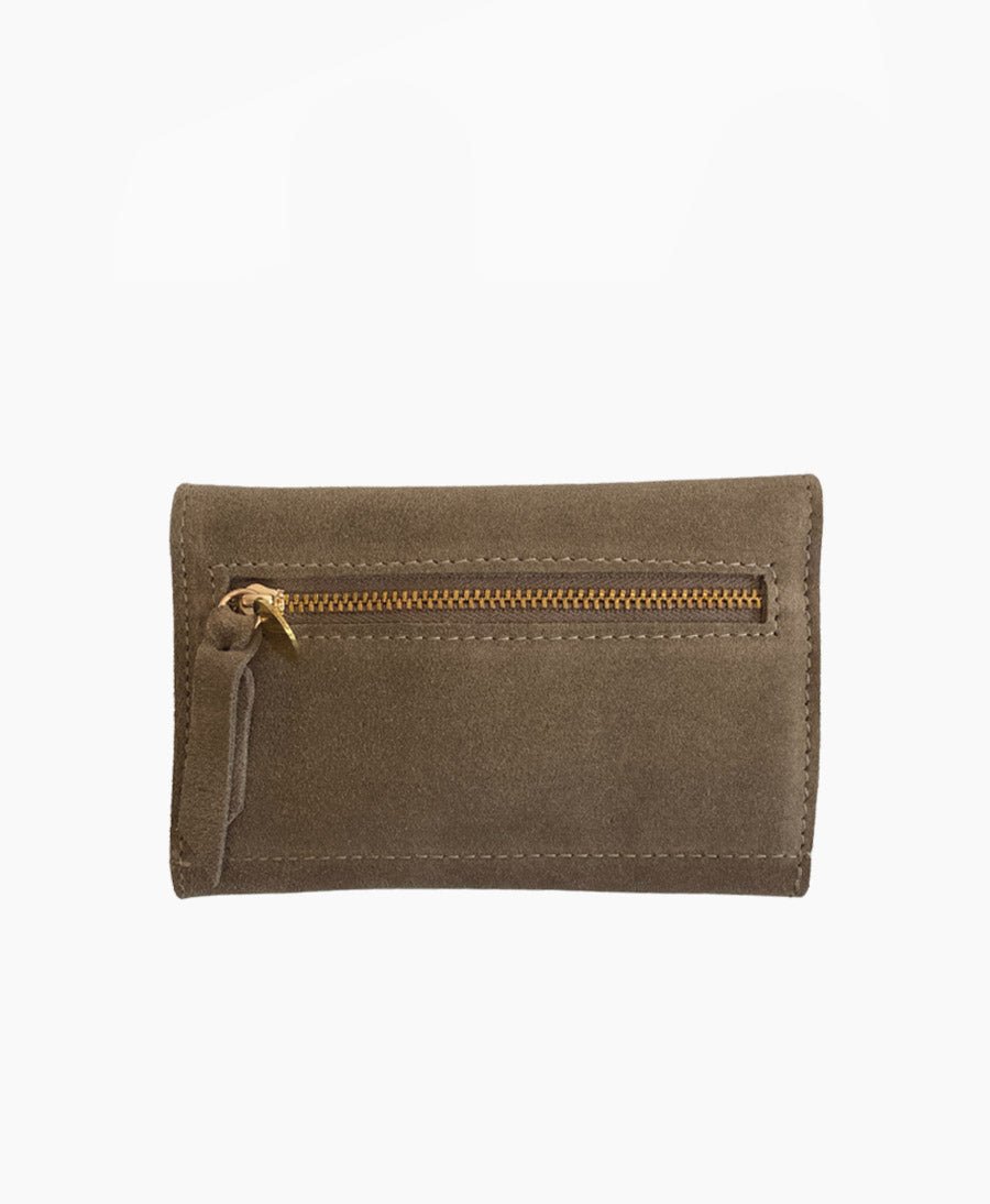 Denya Portemonnaie Flip Wallet aus Leder - Taupe - YOOMEE - clomes