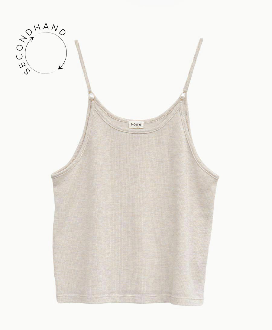 Stricktop Knit Pearl Tank Oatmeal von DONNI - Secondhand