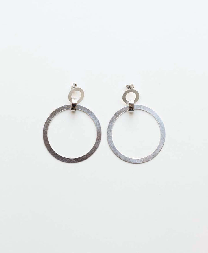 Double Hoop Ohrringe mit Weissgold vergoldet - V Design Lab - clomes