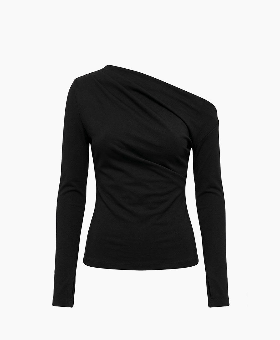 Drape Top / Oberteil mit drapiertem Ausschnitt - Schwarz