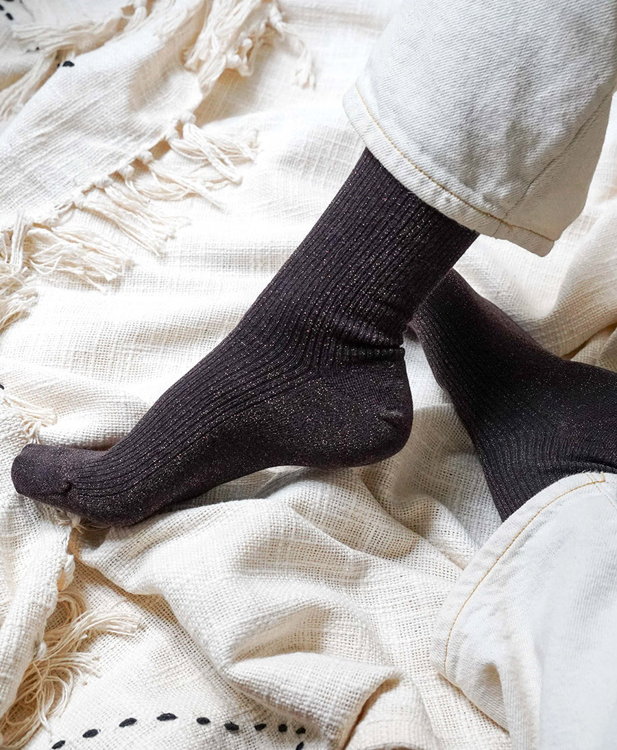 Glitzer Socken Lyocell - Dunkelbraun