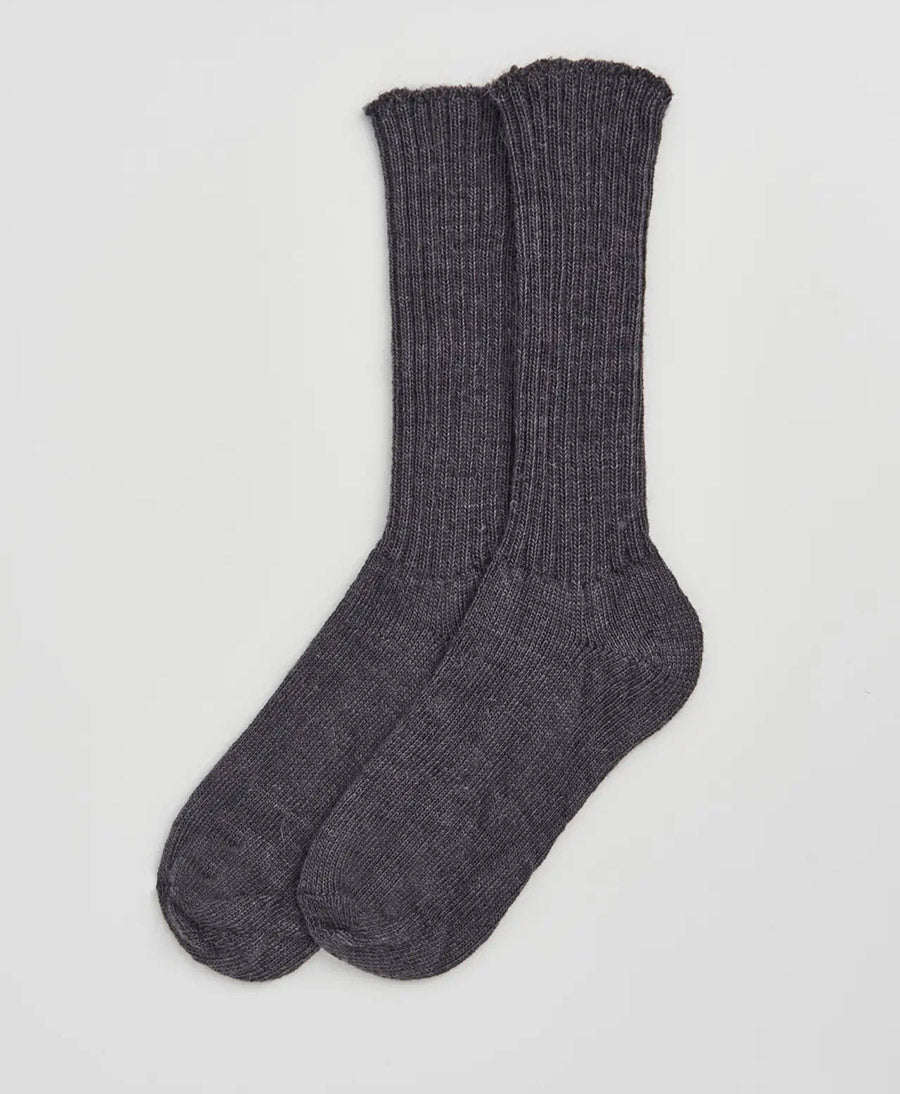 Mohair Socken - Gerippt - Anthrazit