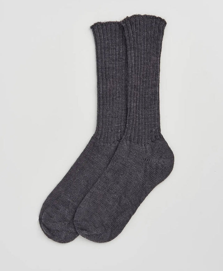Mohair Socken - Gerippt - Anthrazit