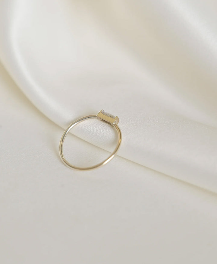 Fingerring Gold "Rectangle Gemstone Ring"