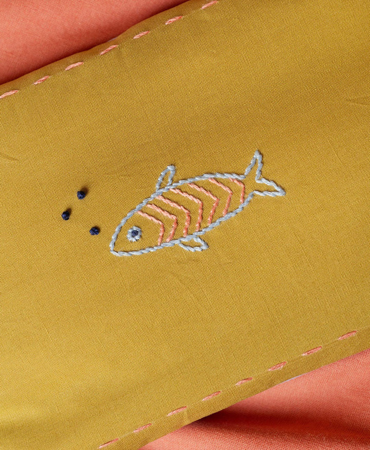 Augenkissen "Eye Pillow RAHA Embroidery Fish" - Hellgrün