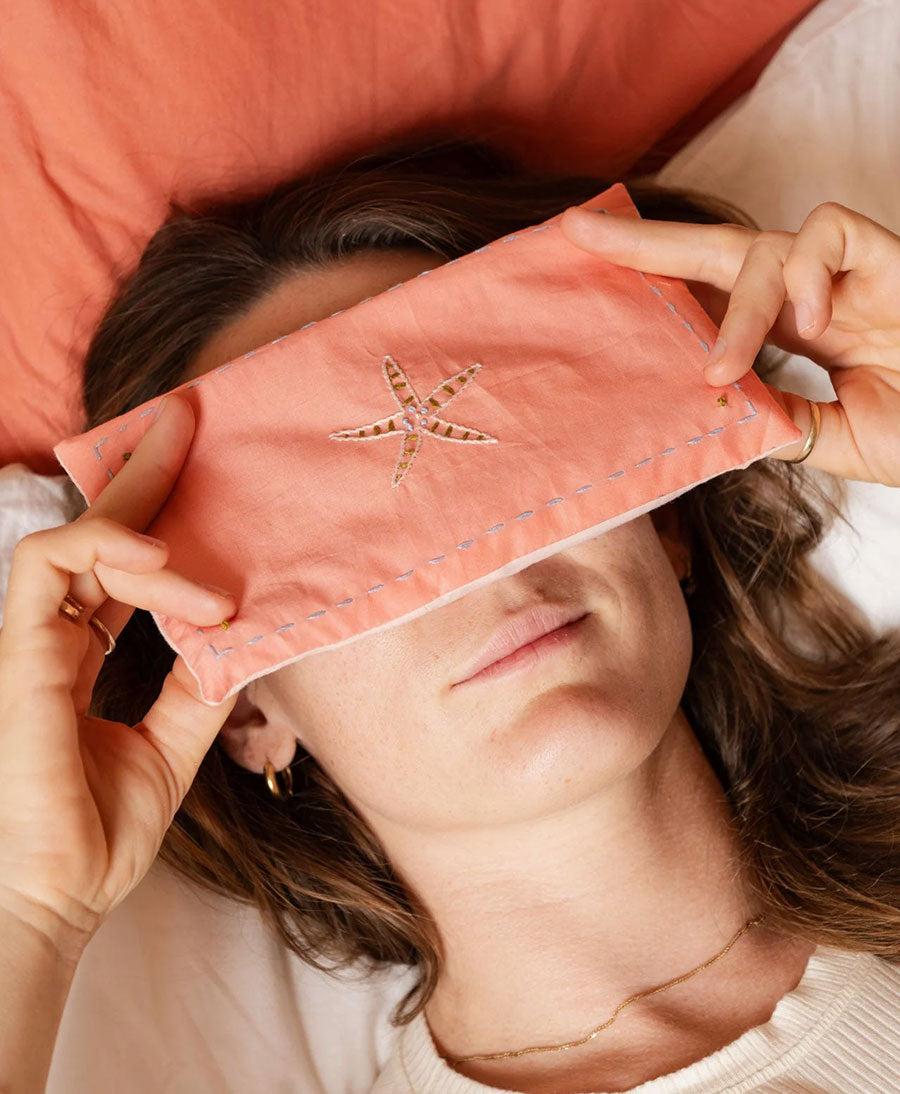 Augenkissen "Eye Pillow RAHA Embroidery Seastar" - Coral