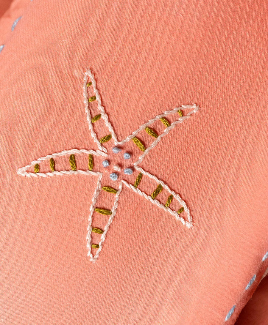Augenkissen "Eye Pillow RAHA Embroidery Seastar" - Coral