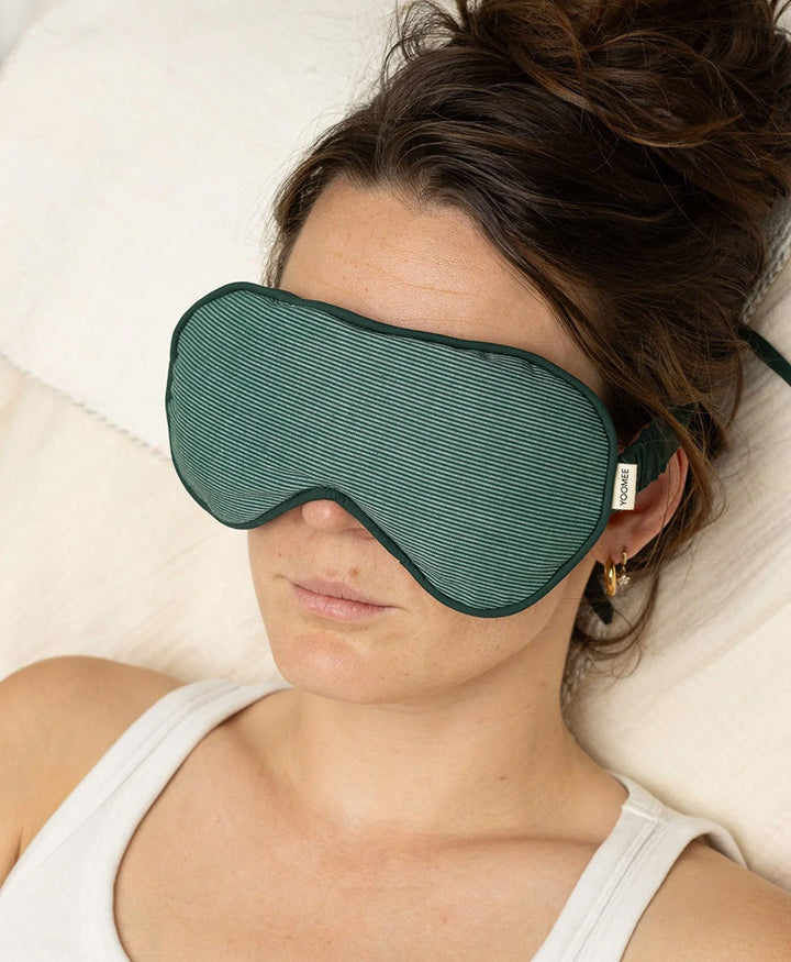 Schlafmaske / Augenkissen "Eye Mask RAHA" - Grün gestreift
