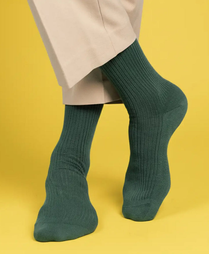 Socken Bio-Baumwolle - Feine Streifen - Dunkelgrün