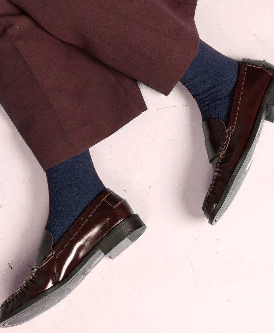 Socken Bio-Baumwolle - Feine Streifen - Dunkelblau
