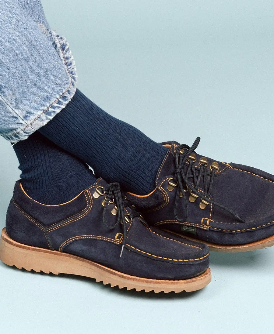 Socken Bio-Baumwolle - Feine Streifen - Dunkelblau