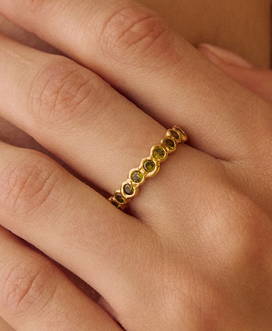 Amélia II Fingerring (Grün) vergoldet