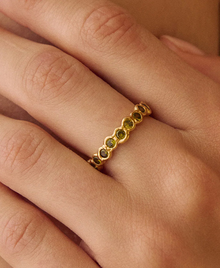 Amélia II Fingerring (Grün) vergoldet