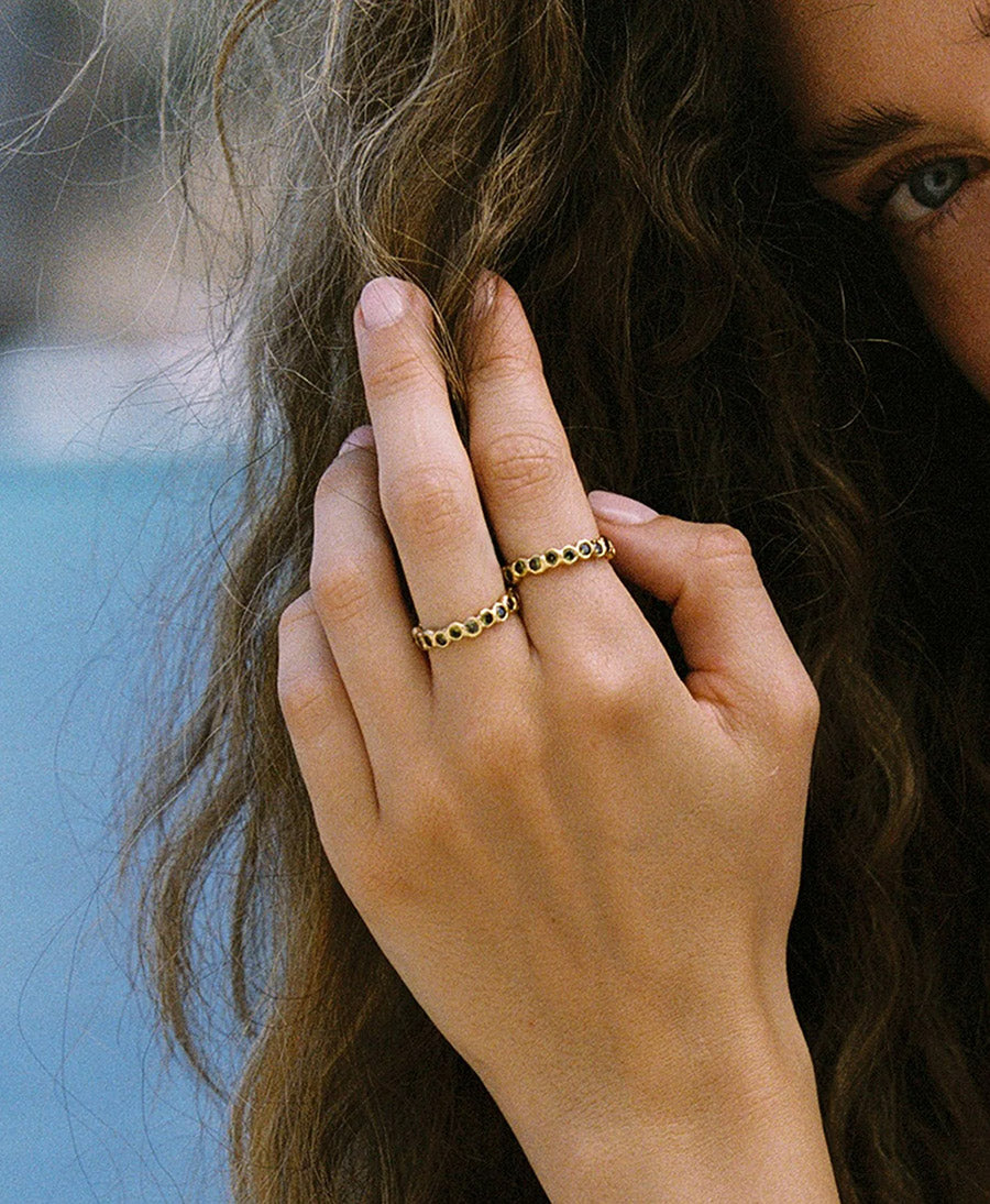 Amélia II Fingerring (Grün) vergoldet