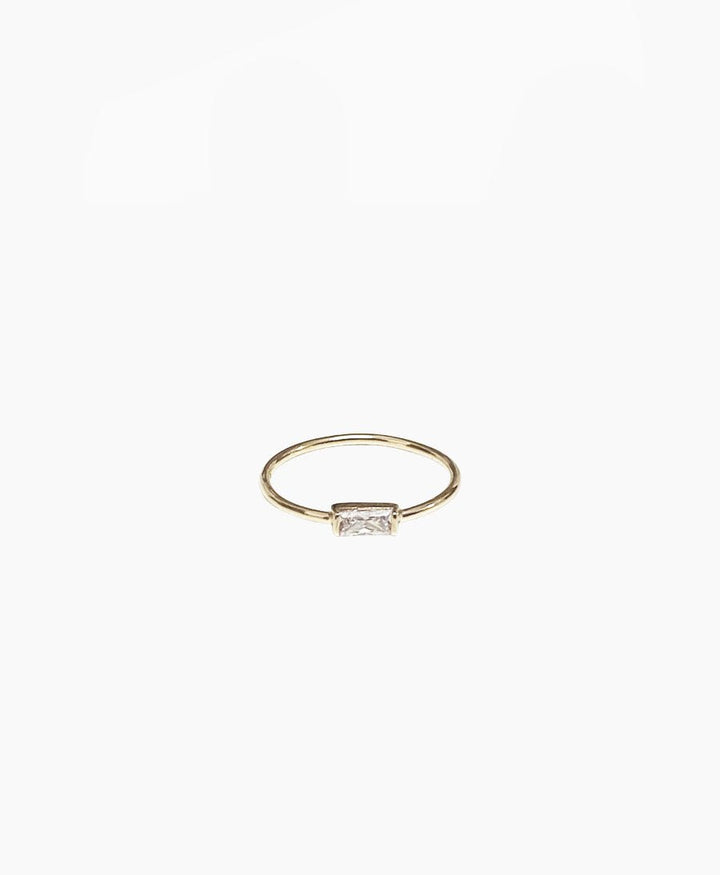 Fingerring Gold "Rectangle Gemstone Ring" - Wild Fawn - clomes