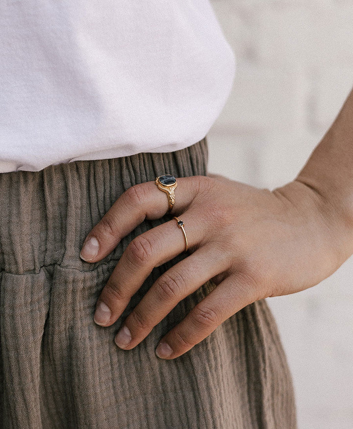 Fingerring - Medium Pierre Noir - MIMI ET TOI - clomes