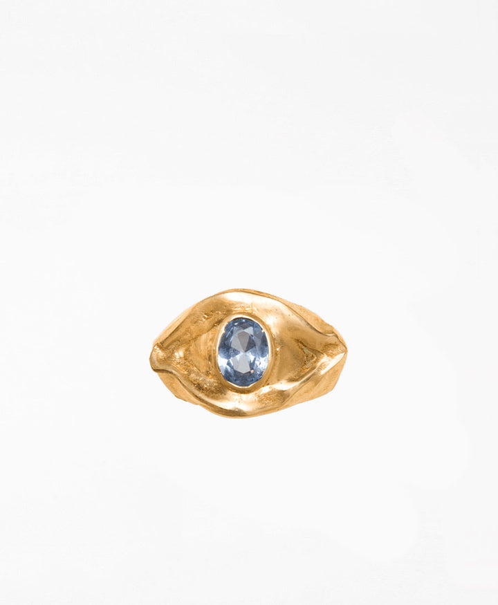 Fingerring vergoldet - Horus Hellblau