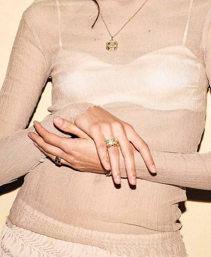 Fingerring vergoldet - Dolores Hellblau