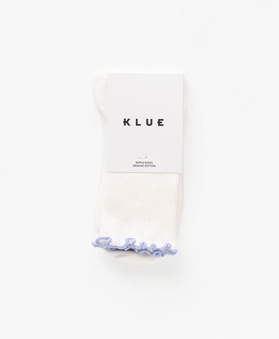 Rüschen Socken - Bio-Baumwolle - Weiss / Flieder