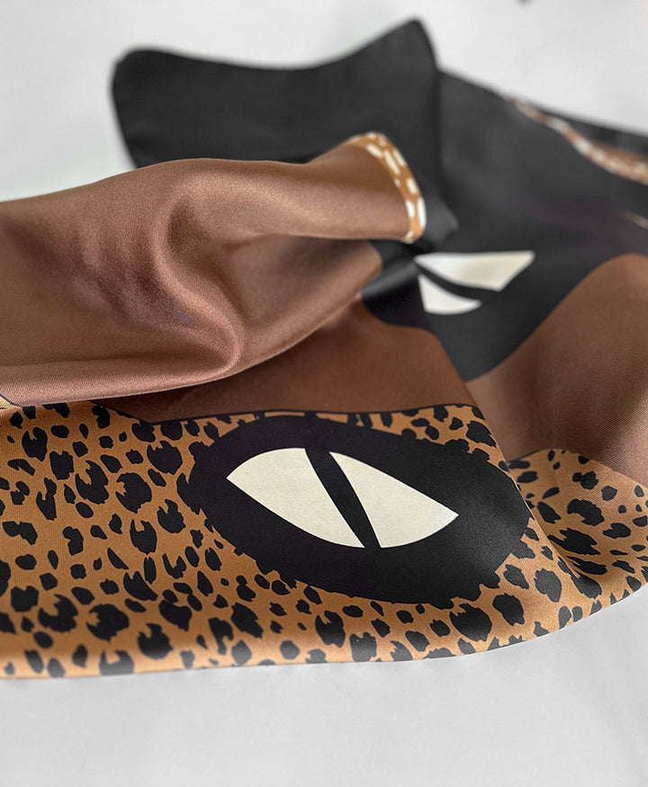 Seiden-Foulard "Eclipse Animal Silk Scarf" - Ebano