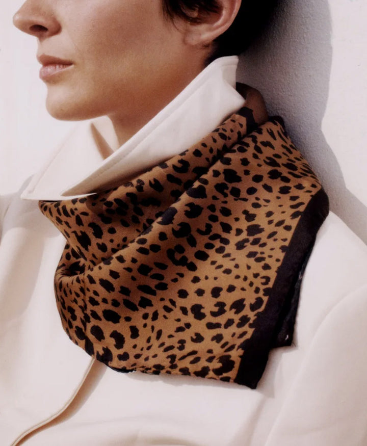 Seiden-Foulard "Eclipse Animal Silk Scarf" - Ebano