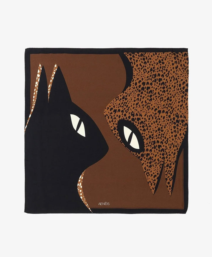 Seiden-Foulard "Eclipse Animal Silk Scarf" - Ebano