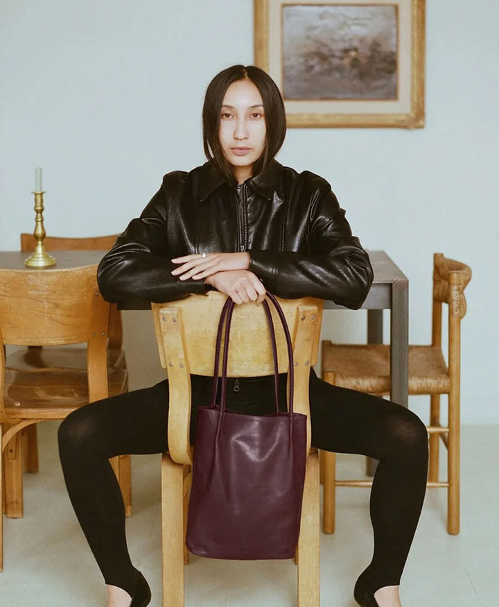 Schultertasche FRANCES - Leder, Bordeaux