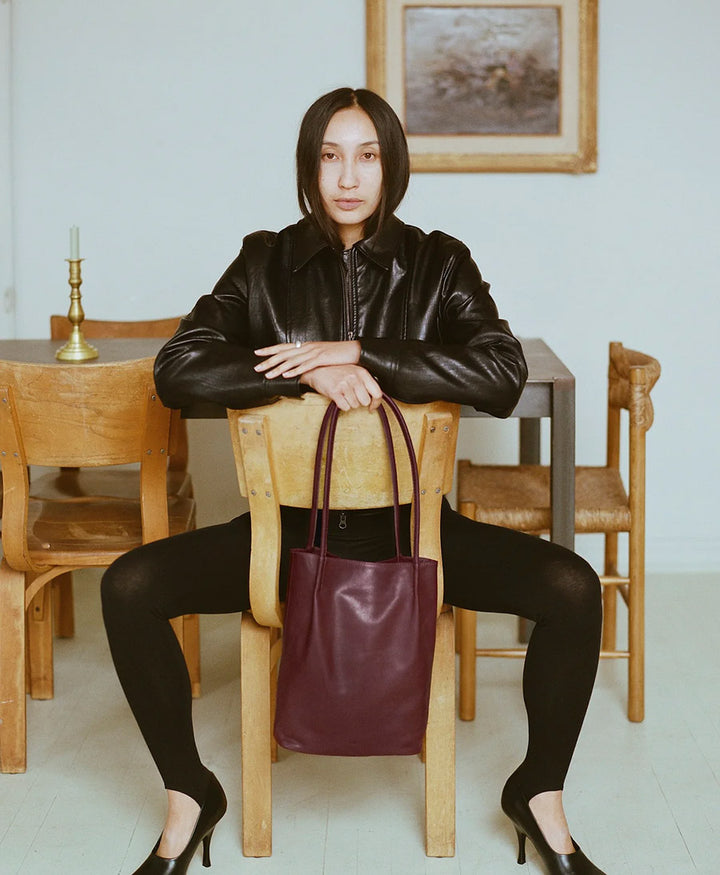 Schultertasche FRANCES - Leder, Bordeaux