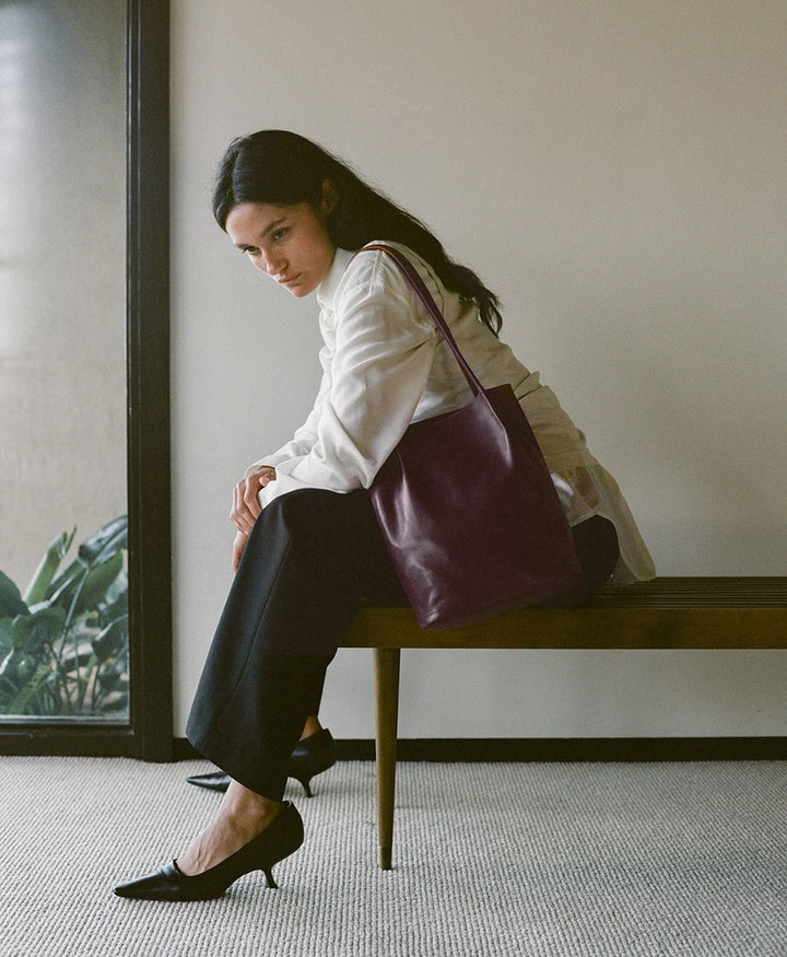 Schultertasche FRANCES - Leder, Bordeaux