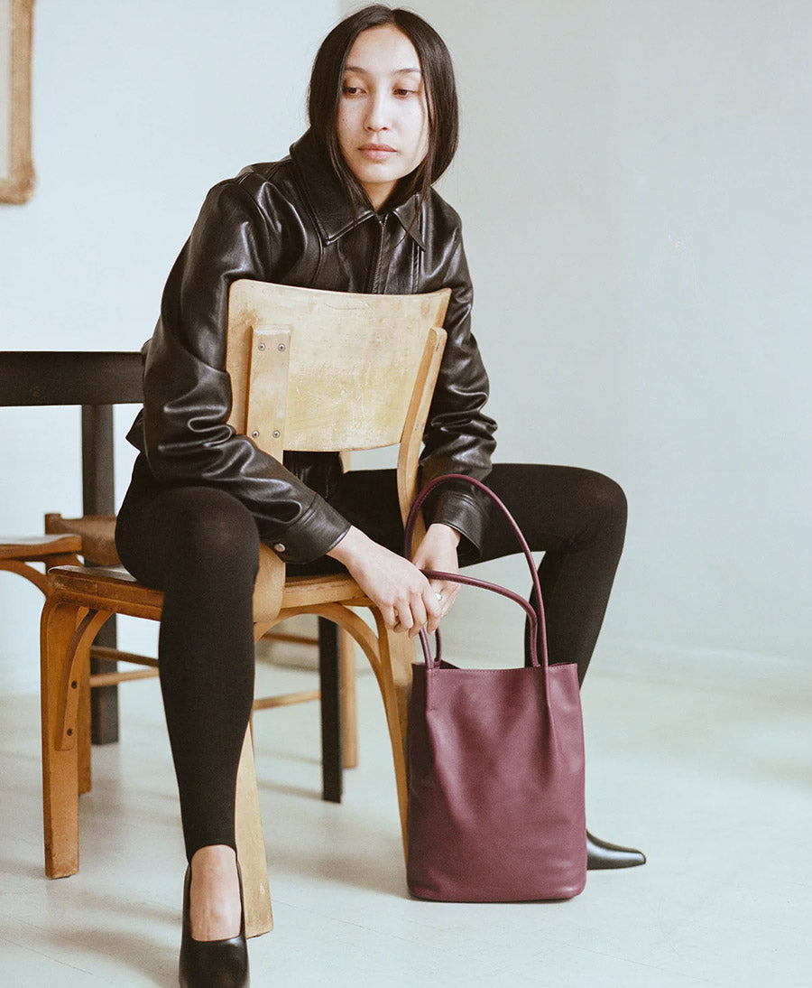 Schultertasche FRANCES - Leder, Bordeaux