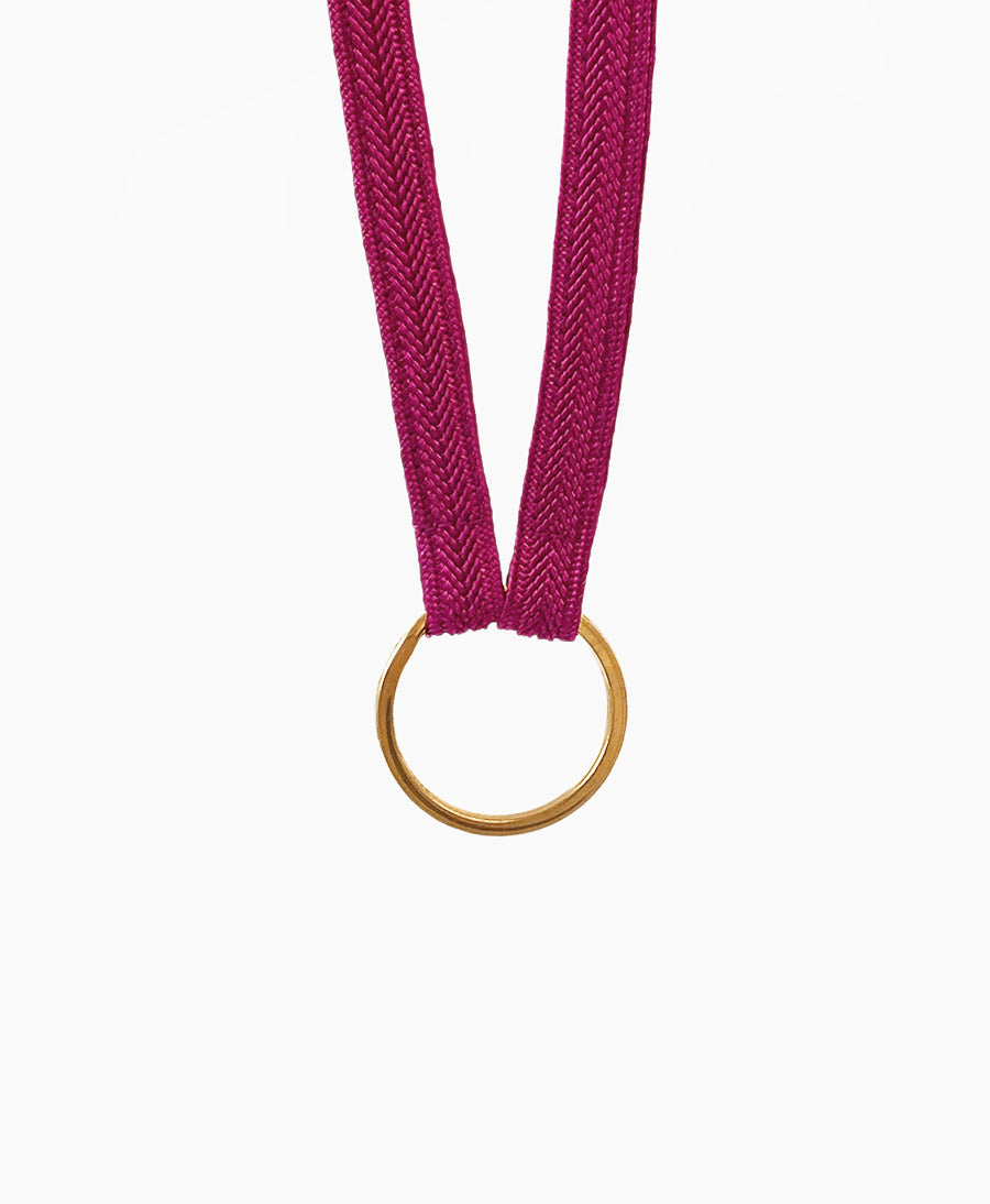 Schlüsselband mit goldigem Ring - Fuchsia