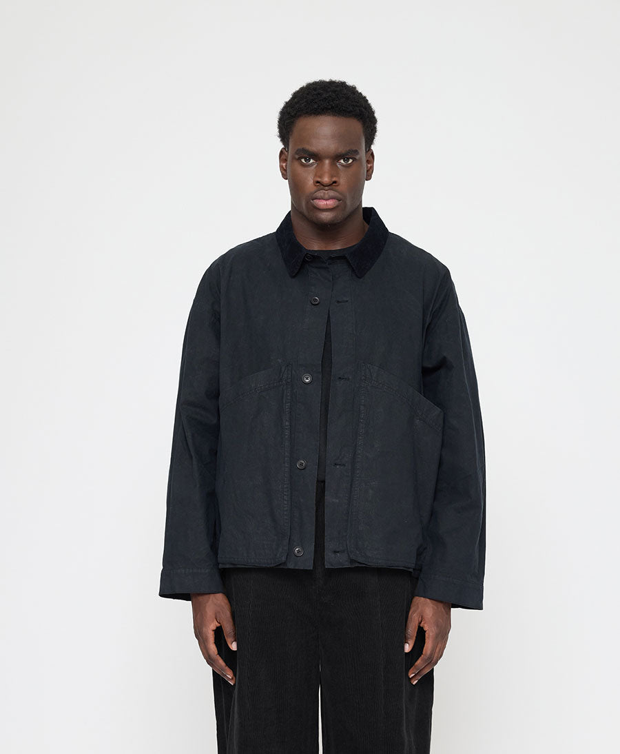 Hemdjacke Signature Panel Pockets Shirt Jacket Waxed Edition - Navy Black