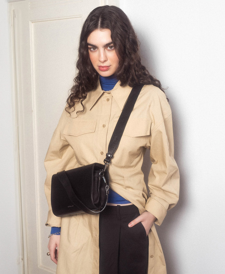 Umhängetasche / Handtasche aus Leder "Gala" - Schwarz