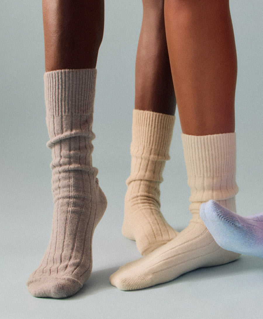 Merino Socken - Gerippt - Grau