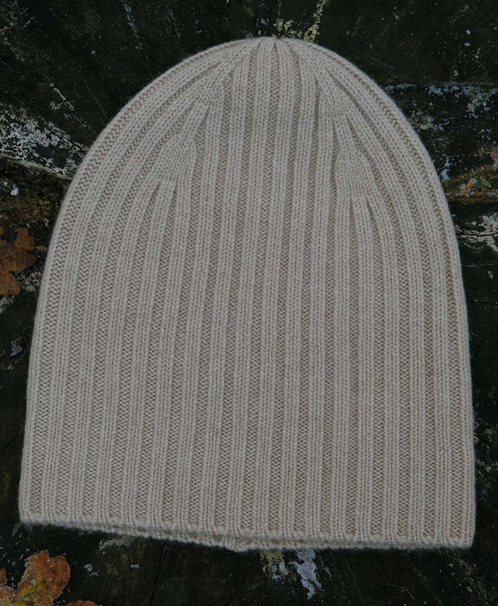 Gerippte Mütze / Beanie aus Kaschmir - Beige - Oats & Rice - clomes