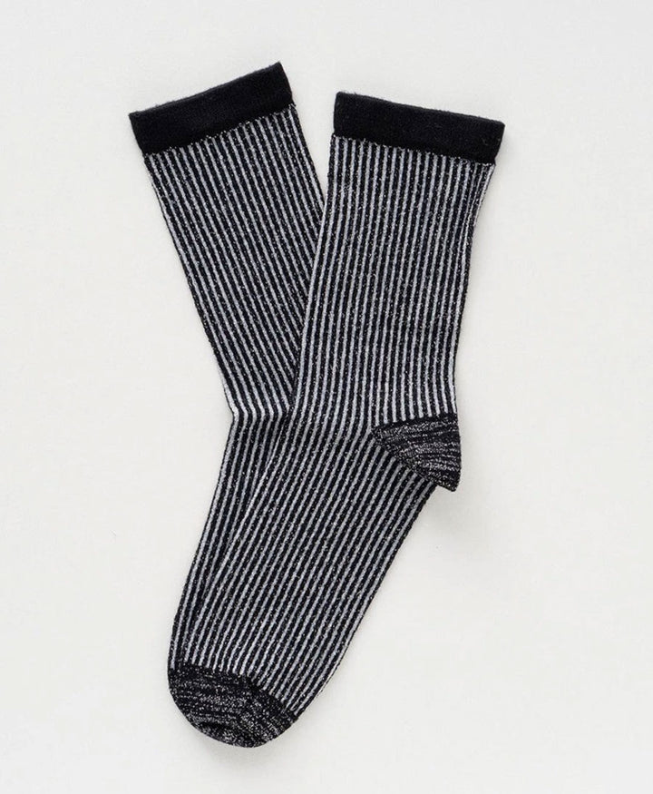 Glitzer Socken Lyocell - Schwarz / Streifen