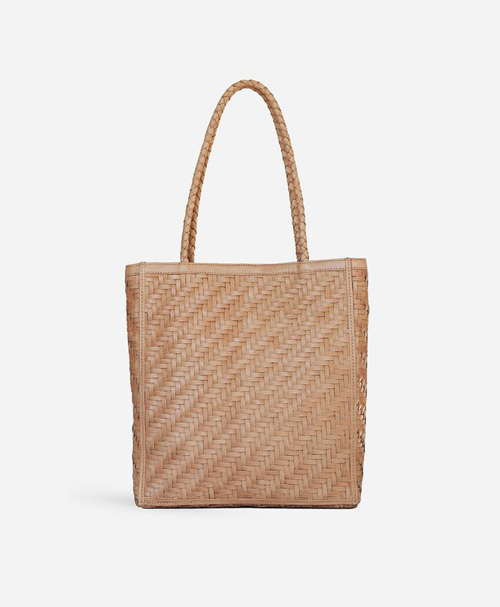 Gewebte Ledertasche "Le Tote" - Caramel - BEMBIEN - clomes