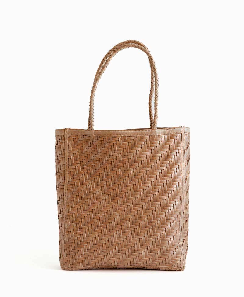 Gewebte Ledertasche "Le Tote" - Caramel - BEMBIEN - clomes