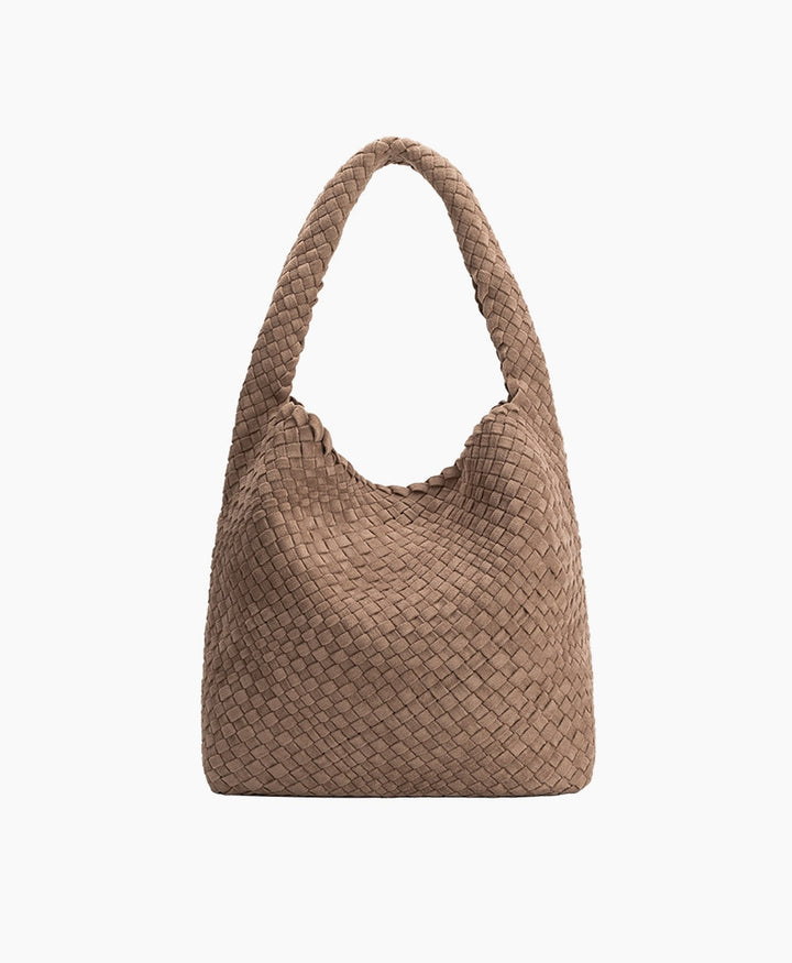 Gewebte Schultertasche JOHANNA aus veganem Leder - Clay Suede