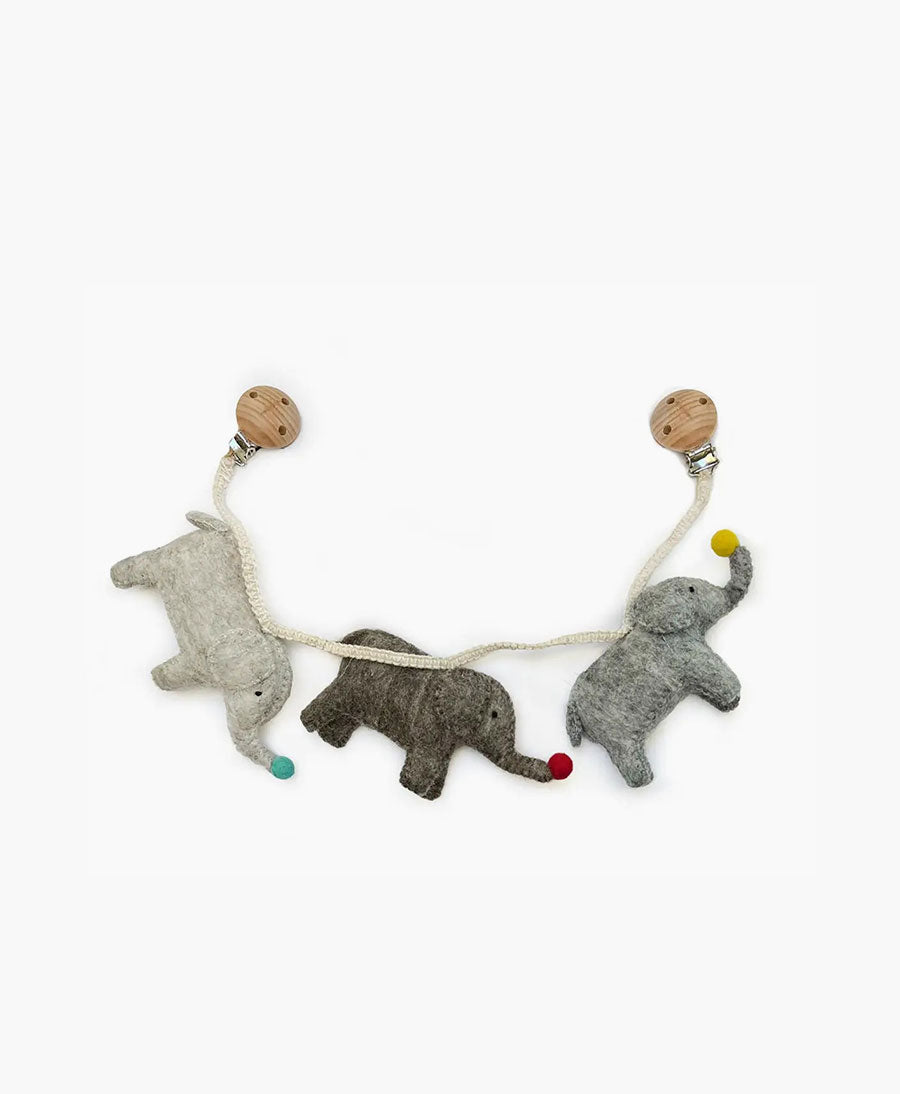 Kinderwagenkette aus Filz - Elefanten