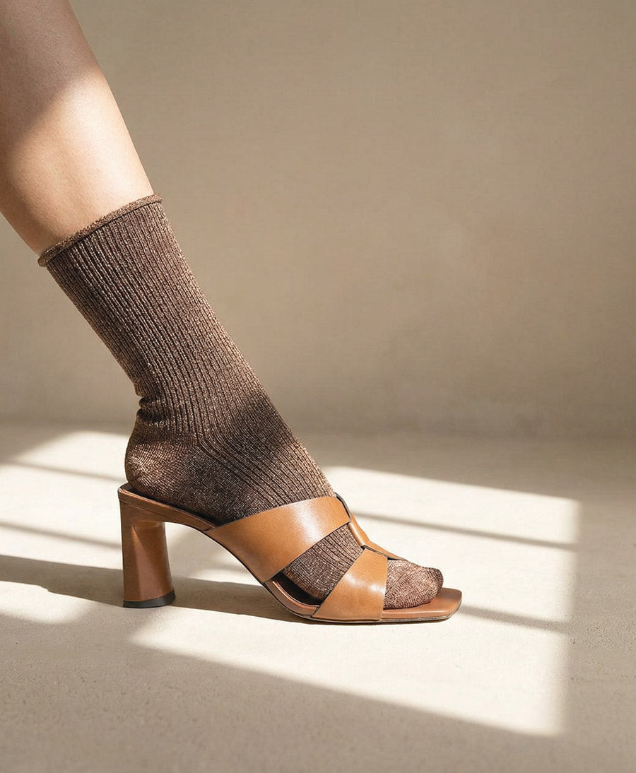 Glitzer Socken Lyocell - Caramel